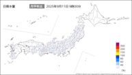 今日の日降水量の分布図