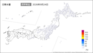 24日の日降水量の分布図