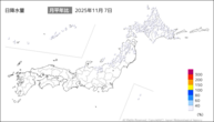 7日の日降水量の分布図