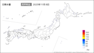 8日の日降水量の分布図