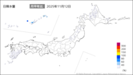 昨日の日降水量の分布図