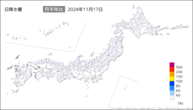 17日の日降水量の分布図