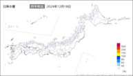 18日の日降水量の分布図