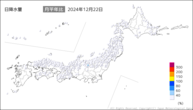 昨日の日降水量の分布図