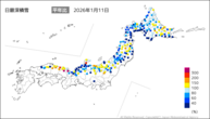 日最深積雪平年比の分布図