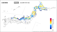 日最深積雪平年比の分布図