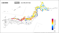 日最深積雪平年比の分布図