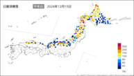 日最深積雪平年比の分布図