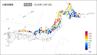 日最深積雪平年比の分布図