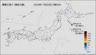 積雪の深さ（現在の値）の分布図