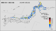 積雪の深さ（現在の値）の分布図