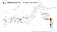 12時間降雪量（現在の値）の分布図