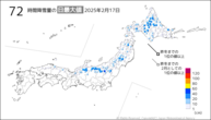 17日の72時間降雪量の日最大値の分布図