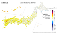 今日の最低気温の分布図