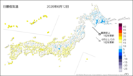 12日の最低気温の分布図