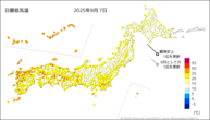 7日の最低気温の分布図