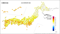 一昨日の最低気温の分布図