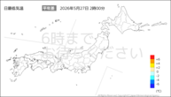 今日の最低気温平年差の分布図