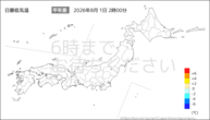 今日の最低気温平年差の分布図