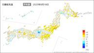 一昨日の最低気温平年差の分布図