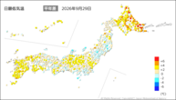一昨日の最低気温平年差の分布図
