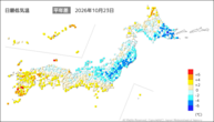 一昨日の最低気温平年差の分布図