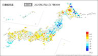 今日の最低気温前日差の分布図