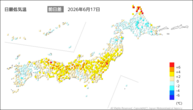 一昨日の最低気温前日差の分布図
