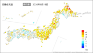 昨日の最低気温前日差の分布図