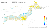 一昨日の最低気温前日差の分布図