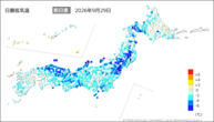 一昨日の最低気温前日差の分布図