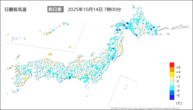 今日の最低気温前日差の分布図