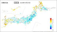 一昨日の最低気温前日差の分布図