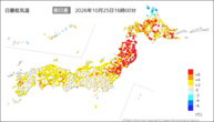 今日の最低気温前日差の分布図