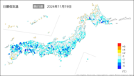 昨日の最低気温前日差の分布図