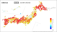今日の最低気温前日差の分布図