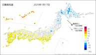 17日の最高気温の分布図