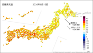 12日の最高気温の分布図