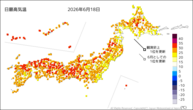 昨日の最高気温の分布図
