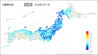7日の最高気温平年差の分布図