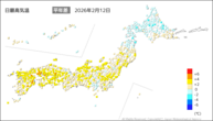 一昨日の最高気温平年差の分布図