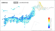 18日の最高気温平年差の分布図