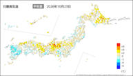 一昨日の最高気温平年差の分布図