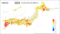 今日の最高気温平年差の分布図