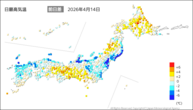今日の最高気温前日差の分布図