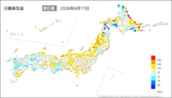 一昨日の最高気温前日差の分布図