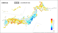 昨日の最高気温前日差の分布図