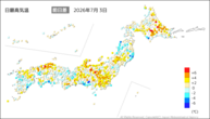 3日の最高気温前日差の分布図