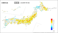 昨日の最高気温前日差の分布図