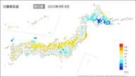 一昨日の最高気温前日差の分布図